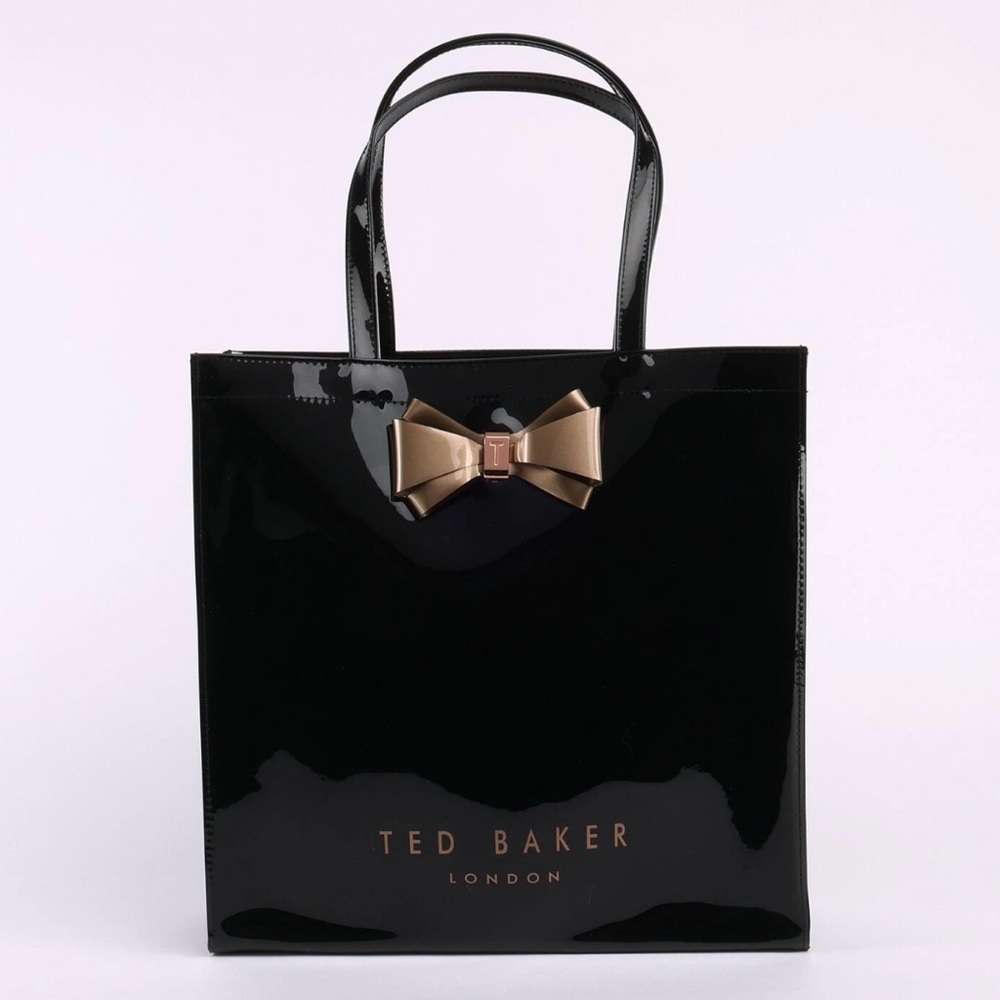 Ted Baker Glossy Black Bag with Gold Bow
